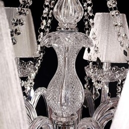 Chandelier Crystal Luxury Modern Living 8 Lights με Υφασμάτινη Απόχρωση
