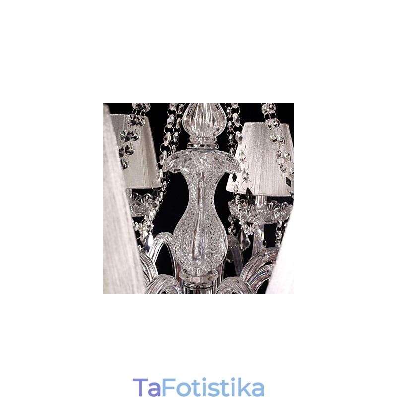 Chandelier Crystal Luxury Modern Living 8 Lights με Υφασμάτινη Απόχρωση
