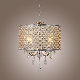 Drum Chandelier Crystal Μοντέρνο 4φωτο κρεμαστό φωτιστικό