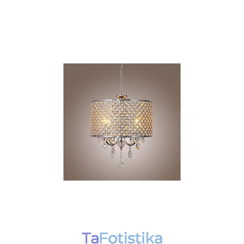 Drum Chandelier Crystal Μοντέρνο 4φωτο κρεμαστό φωτιστικό