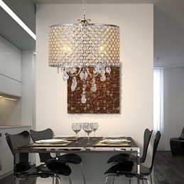 Drum Chandelier Crystal Μοντέρνο 4φωτο κρεμαστό φωτιστικό