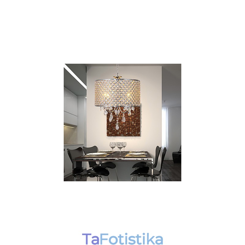 Drum Chandelier Crystal Μοντέρνο 4φωτο κρεμαστό φωτιστικό