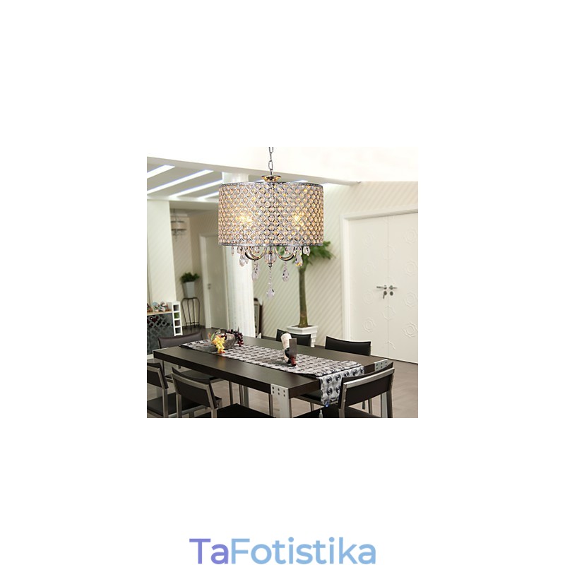 Drum Chandelier Crystal Μοντέρνο 4φωτο κρεμαστό φωτιστικό