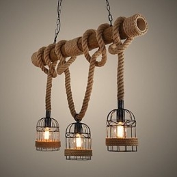 Πολυέλαιος American Country Retro Bamboo Three Head Rope