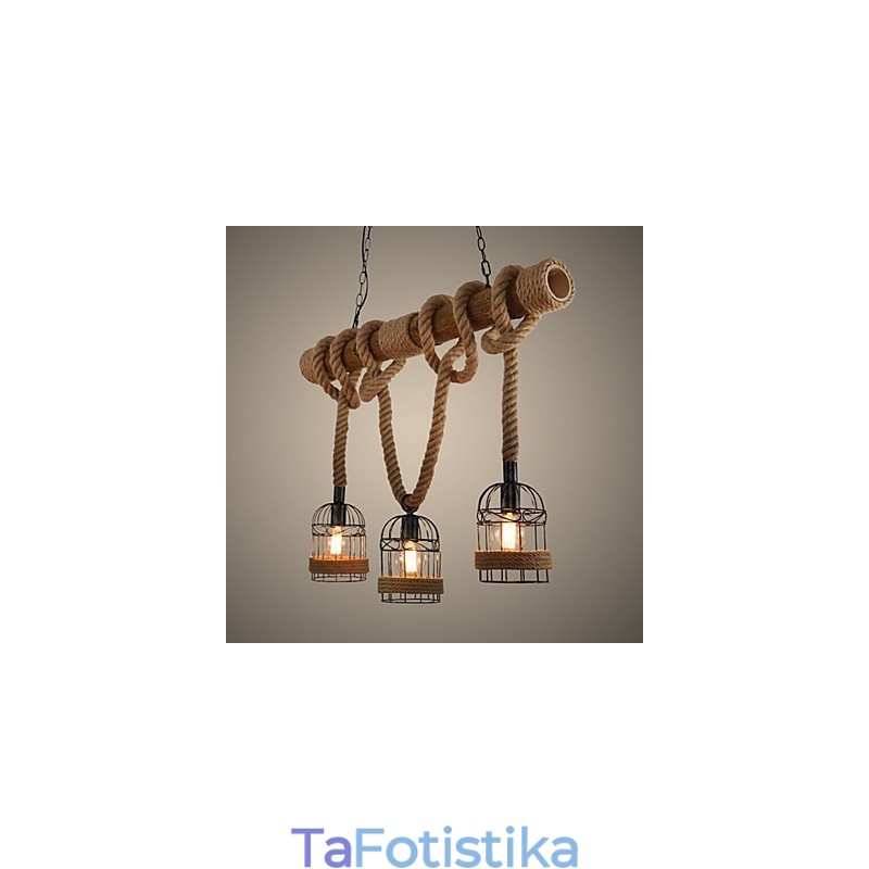 Πολυέλαιος American Country Retro Bamboo Three Head Rope