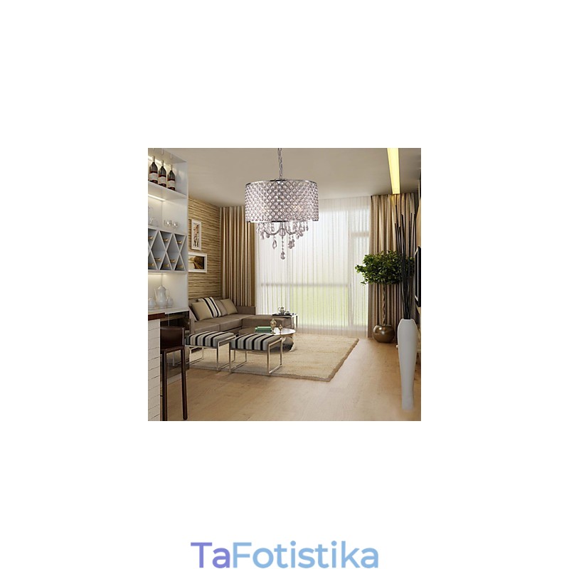 Drum Chandelier Crystal Μοντέρνο 4φωτο κρεμαστό φωτιστικό