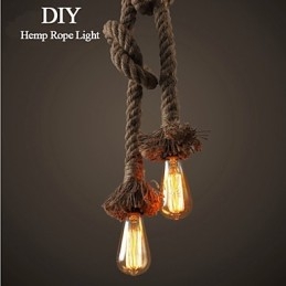 1 Light DIY Art Hemp Rope Light Creative πολυέλαιος από σχοινί κάνναβης