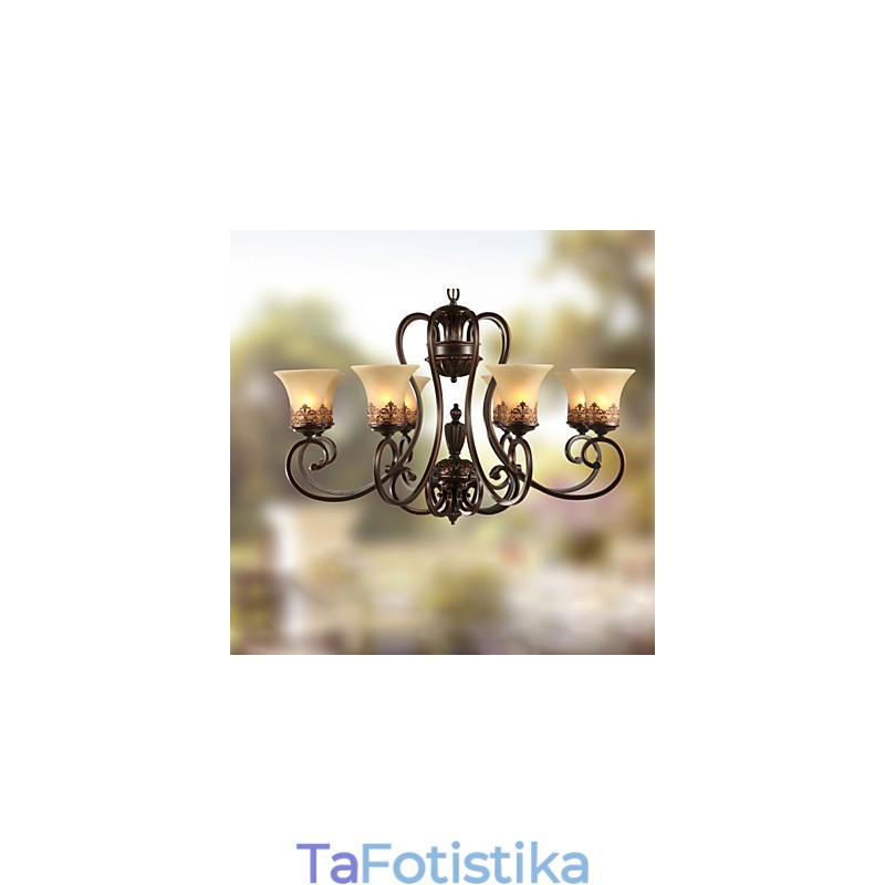 Κρεμαστό Φωτιστικό Πολυέλαιος 8 Φωτιστικά Vintage Country Island Metal+Glass