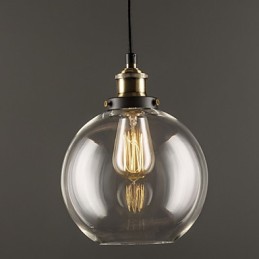 Κρεμαστό φωτιστικό Industrial Factory Antique Brass One Light Fixture Glass Shade Κρεμαστό φωτιστικό καφέ