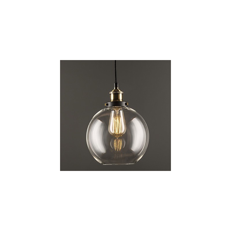 Κρεμαστό φωτιστικό Industrial Factory Antique Brass One Light Fixture Glass Shade Κρεμαστό φωτιστικό καφέ