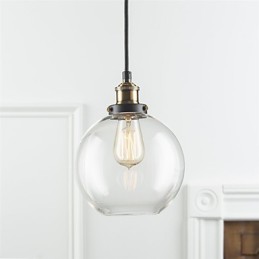 Κρεμαστό φωτιστικό Industrial Factory Antique Brass One Light Fixture Glass Shade Κρεμαστό φωτιστικό καφέ