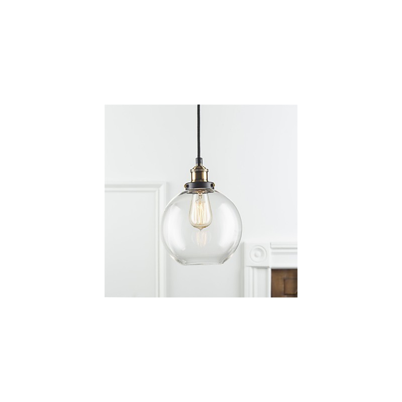 Κρεμαστό φωτιστικό Industrial Factory Antique Brass One Light Fixture Glass Shade Κρεμαστό φωτιστικό καφέ