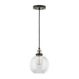 Κρεμαστό φωτιστικό Industrial Factory Antique Brass One Light Fixture Glass Shade Κρεμαστό φωτιστικό καφέ