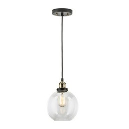 Κρεμαστό φωτιστικό Industrial Factory Antique Brass One Light Fixture Glass Shade Κρεμαστό φωτιστικό καφέ