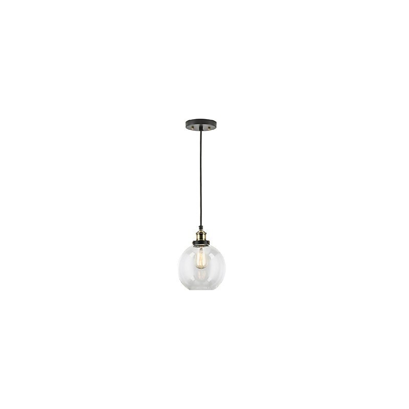Κρεμαστό φωτιστικό Industrial Factory Antique Brass One Light Fixture Glass Shade Κρεμαστό φωτιστικό καφέ
