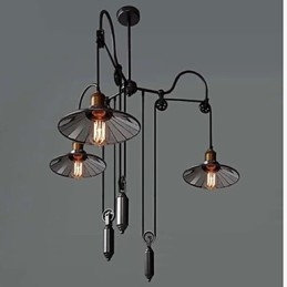 Εσωτερική απόχρωση Vintage Pully Pendant Light 3 Island Foyer Metal+ Galss