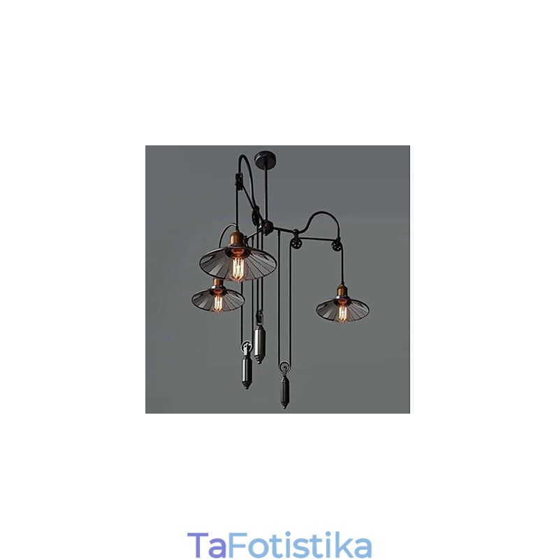 Εσωτερική απόχρωση Vintage Pully Pendant Light 3 Island Foyer Metal+ Galss