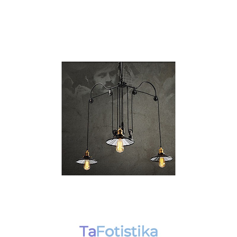 Εσωτερική απόχρωση Vintage Pully Pendant Light 3 Island Foyer Metal+ Galss
