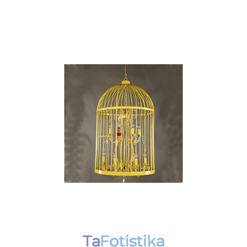 Vintage Φωτιστικό Σιδερένιο Κλουβί Σκάλας Πολυέλαιος Κρύσταλλος