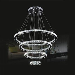 Κρυστάλλινο κρεμαστό Φωτιστικό Οροφής Clear Crystal Round 4 Rings 40CM 60CM 80CM Source Fixtures