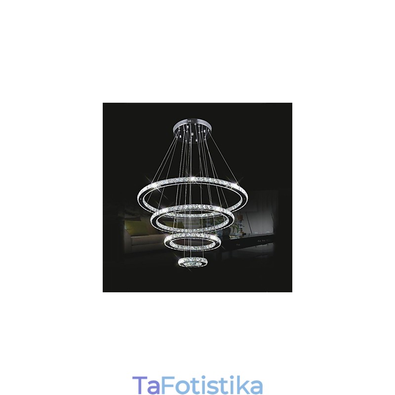 Κρυστάλλινο κρεμαστό Φωτιστικό Οροφής Clear Crystal Round 4 Rings 40CM 60CM 80CM Source Fixtures