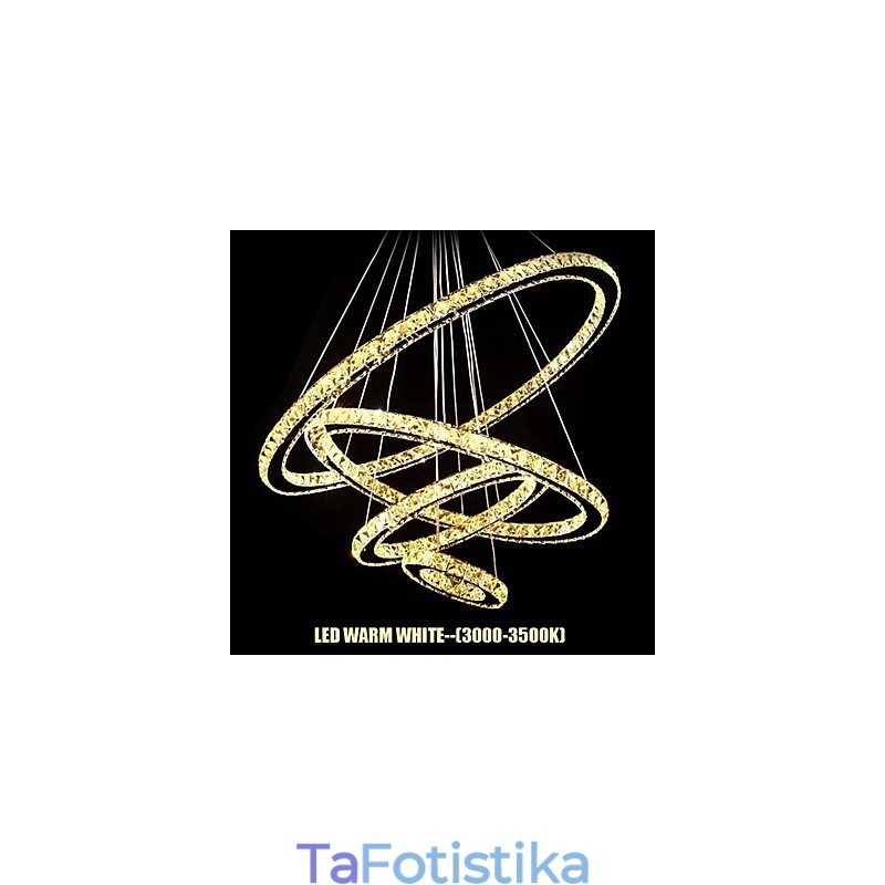 Κρυστάλλινο κρεμαστό Φωτιστικό Οροφής Clear Crystal Round 4 Rings 40CM 60CM 80CM Source Fixtures