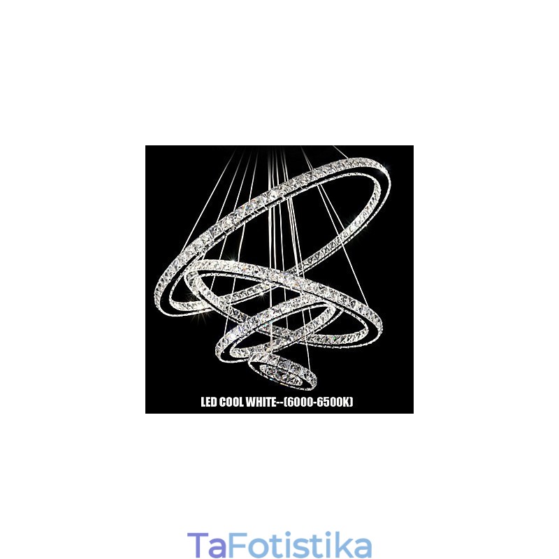 Κρυστάλλινο κρεμαστό Φωτιστικό Οροφής Clear Crystal Round 4 Rings 40CM 60CM 80CM Source Fixtures