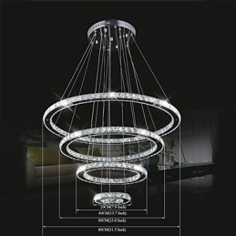 Κρυστάλλινο κρεμαστό Φωτιστικό Οροφής Clear Crystal Round 4 Rings 40CM 60CM 80CM Source Fixtures