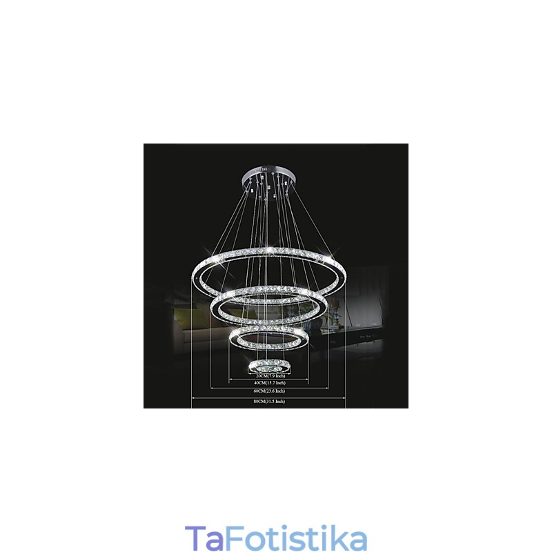 Κρυστάλλινο κρεμαστό Φωτιστικό Οροφής Clear Crystal Round 4 Rings 40CM 60CM 80CM Source Fixtures