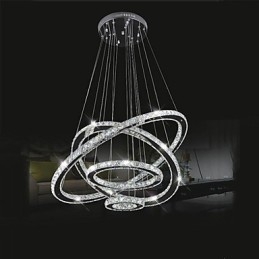 Κρυστάλλινο κρεμαστό Φωτιστικό Οροφής Clear Crystal Round 4 Rings 40CM 60CM 80CM Source Fixtures
