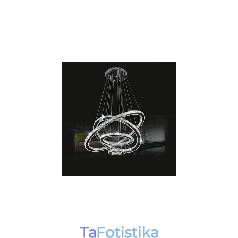 Κρυστάλλινο κρεμαστό Φωτιστικό Οροφής Clear Crystal Round 4 Rings 40CM 60CM 80CM Source Fixtures