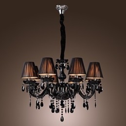 Πολυέλαιος Luxury Modern Black Crystal Living 8 Lights