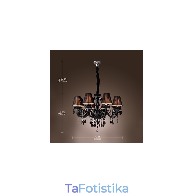 Πολυέλαιος Luxury Modern Black Crystal Living 8 Lights