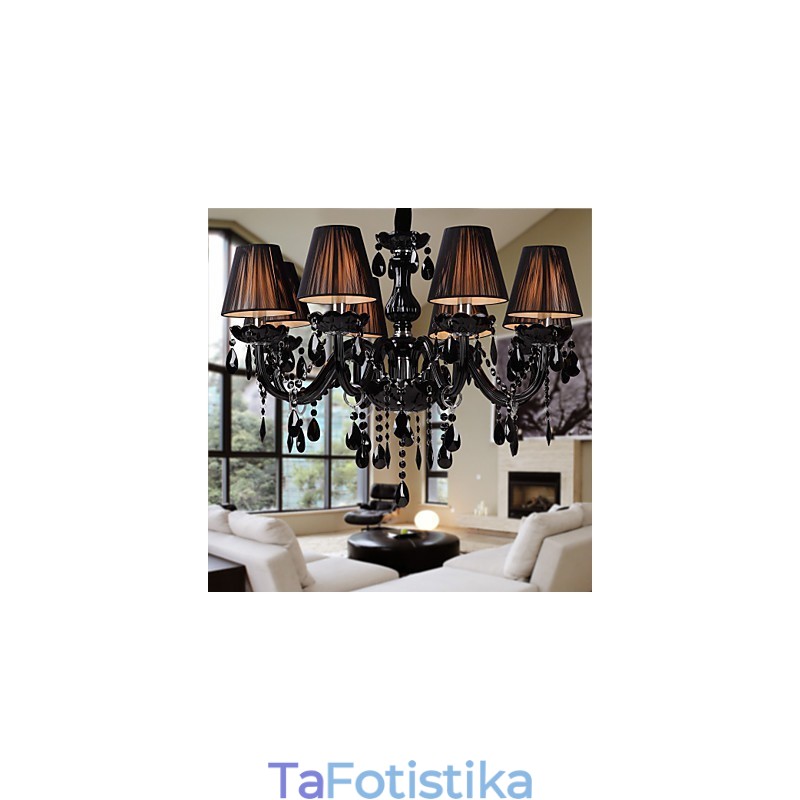 Πολυέλαιος Luxury Modern Black Crystal Living 8 Lights