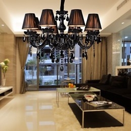Πολυέλαιος Luxury Modern Black Crystal Living 8 Lights