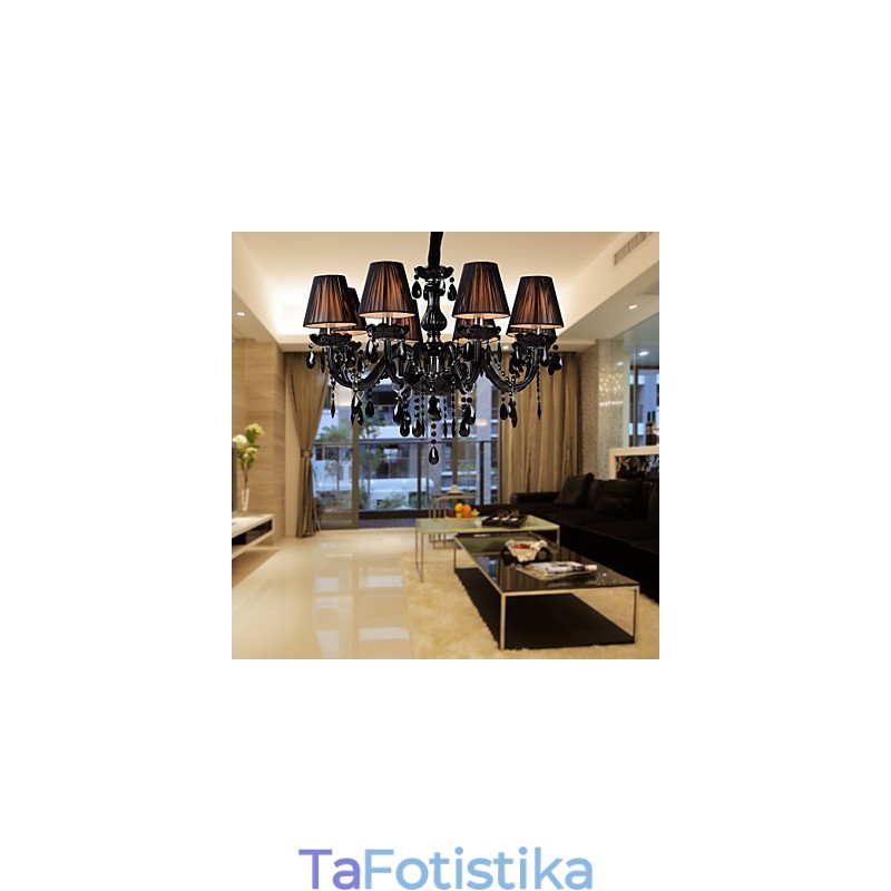 Πολυέλαιος Luxury Modern Black Crystal Living 8 Lights