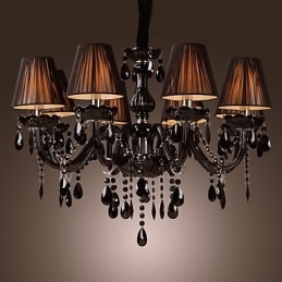 Πολυέλαιος Luxury Modern Black Crystal Living 8 Lights