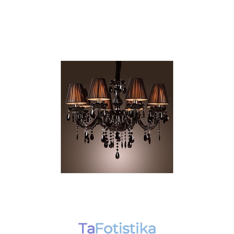Πολυέλαιος Luxury Modern Black Crystal Living 8 Lights