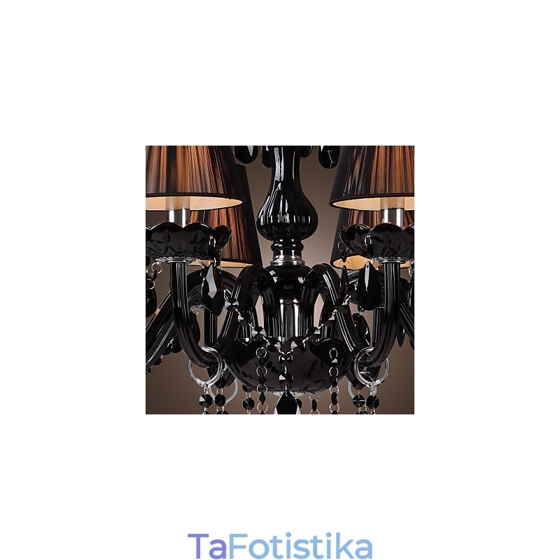 Πολυέλαιος Luxury Modern Black Crystal Living 8 Lights