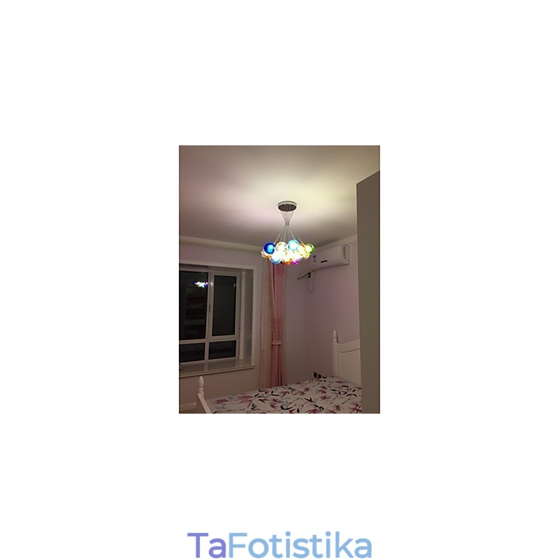 Μοντέρνο κρεμαστό φωτιστικό σε έγχρωμο γυαλί Bubble Globe με 19 φωτάκια