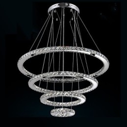 Μοντέρνο κρεμαστό φως Clear Crystal φωτιστικό πολυελαίου οροφής με D100CM+D80CM+D60CM+D40CM