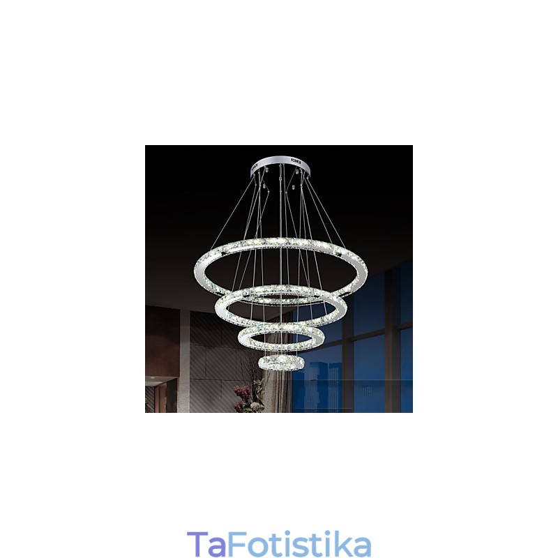 Μοντέρνο κρεμαστό φως Clear Crystal φωτιστικό πολυελαίου οροφής με D100CM+D80CM+D60CM+D40CM