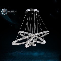 Μοντέρνο κρεμαστό φως Clear Crystal φωτιστικό πολυελαίου οροφής με D100CM+D80CM+D60CM+D40CM