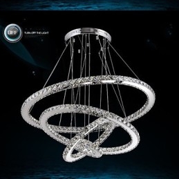 Μοντέρνο κρεμαστό φως Clear Crystal φωτιστικό πολυελαίου οροφής με D100CM+D80CM+D60CM+D40CM