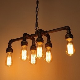 Edison Retro Loft Style Vintage βιομηχανικό κρεμαστό φως μεταλλικό φωτιστικό σωλήνα νερού Lampara Colgantes
