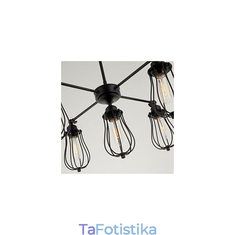 American Industrial Restoring Ancient Ways Wrought Iron Grapefruit 5 Head Droplight