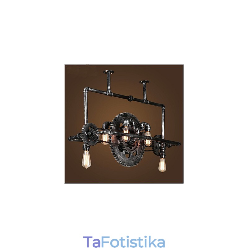 Πολυέλαιος Iron Pipe Industrial Wind gear Κρεμαστό φωτιστικό