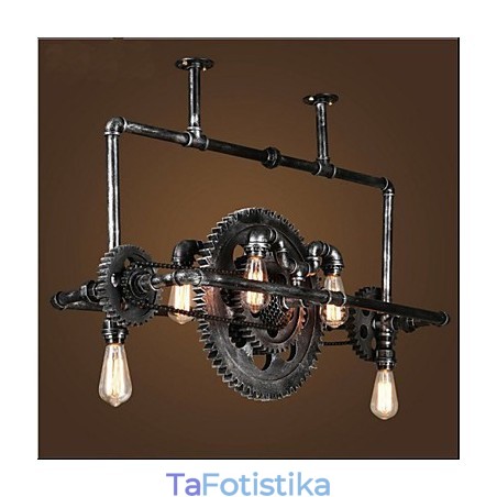 Πολυέλαιος Iron Pipe Industrial Wind gear Κρεμαστό φωτιστικό