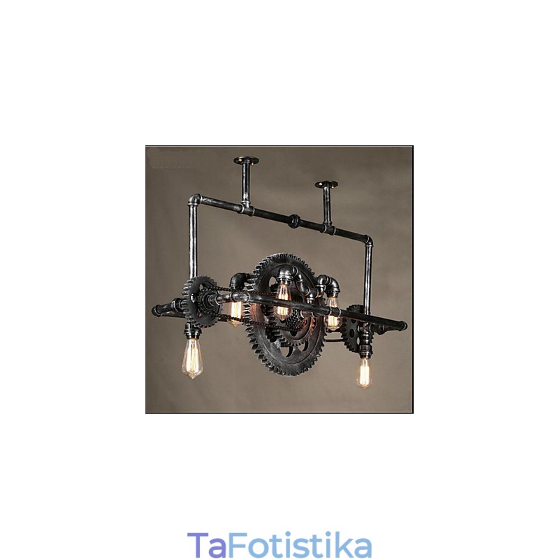 Πολυέλαιος Iron Pipe Industrial Wind gear Κρεμαστό φωτιστικό