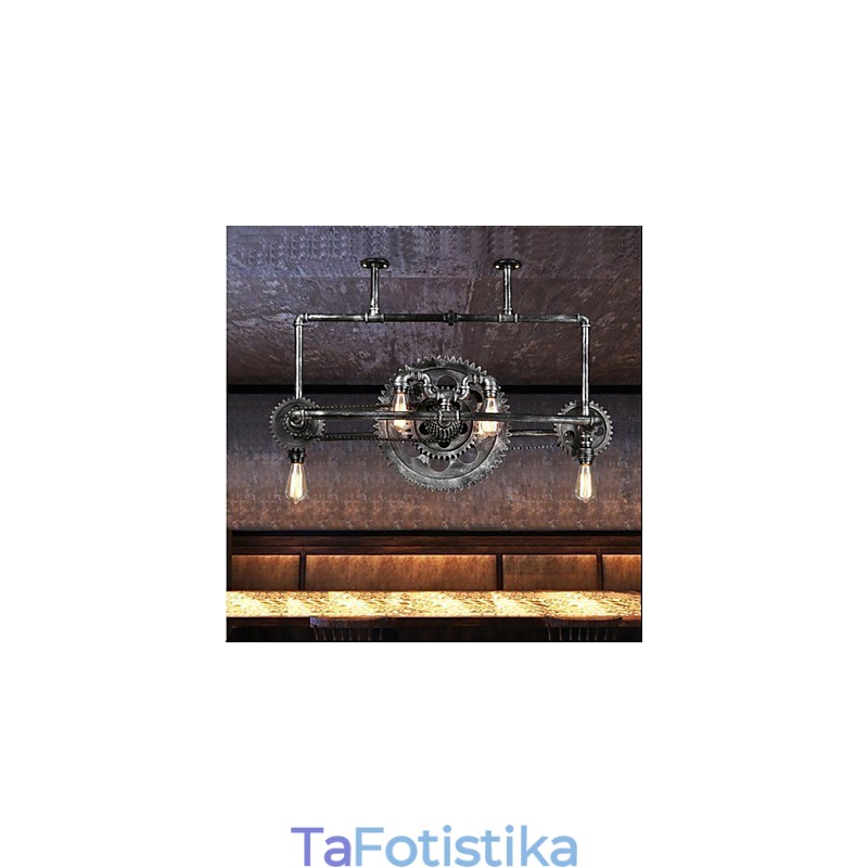 Πολυέλαιος Iron Pipe Industrial Wind gear Κρεμαστό φωτιστικό